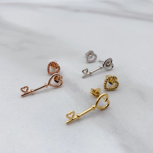 Key to My Heart Mismatch Stud Earrings