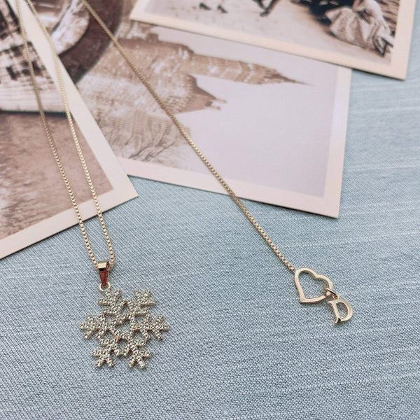 14K Yellow Gold Vermeil - Snowflake Necklace